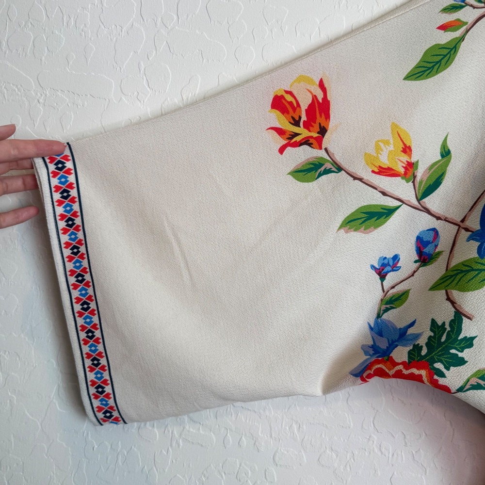 Flying Tomato Floral Kimono Top Cream V-Neck Dolman Sleeve Boho Festival Large - Picture 6 of 9